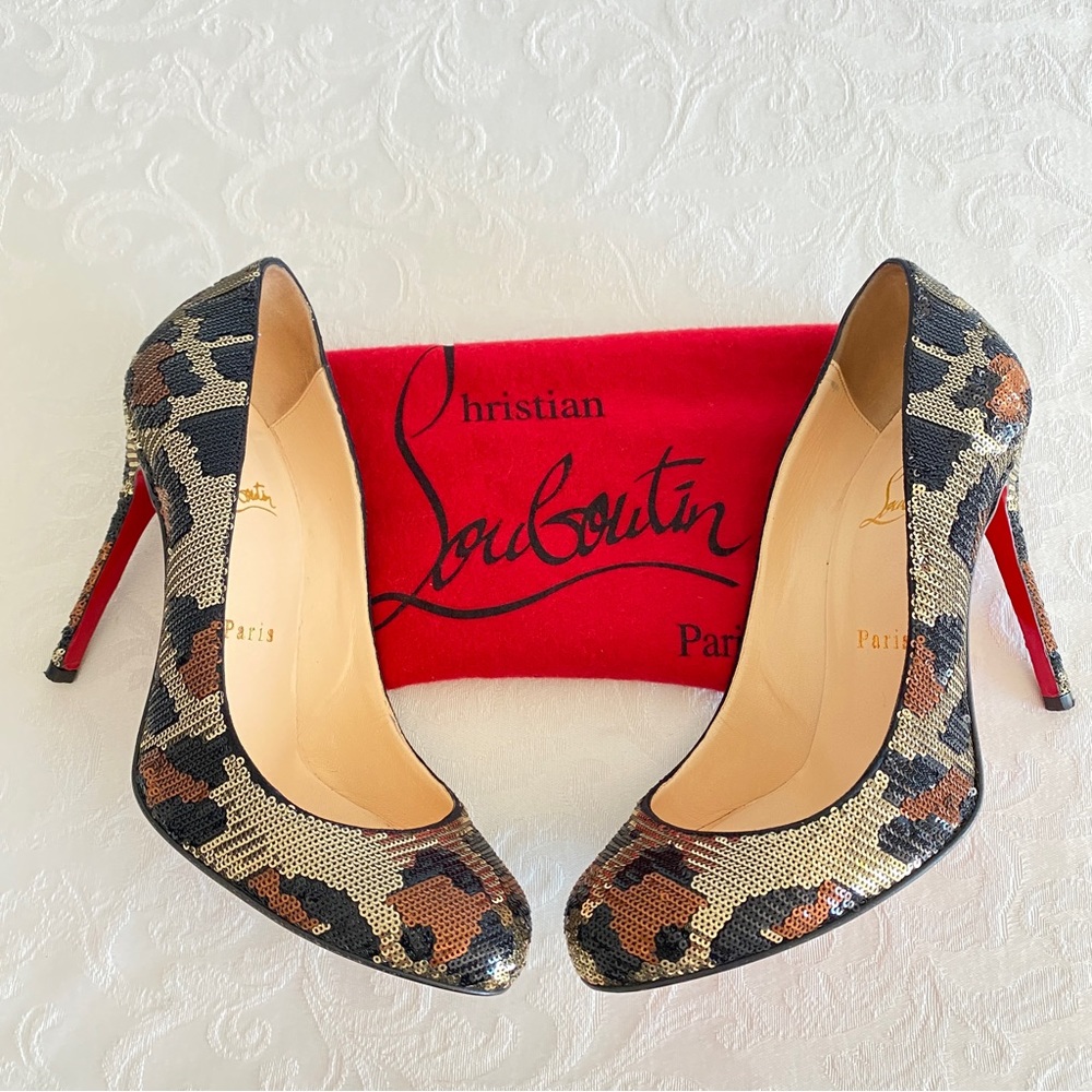 Christian Louboutin Leopard Print Sequins Pumps - image 4